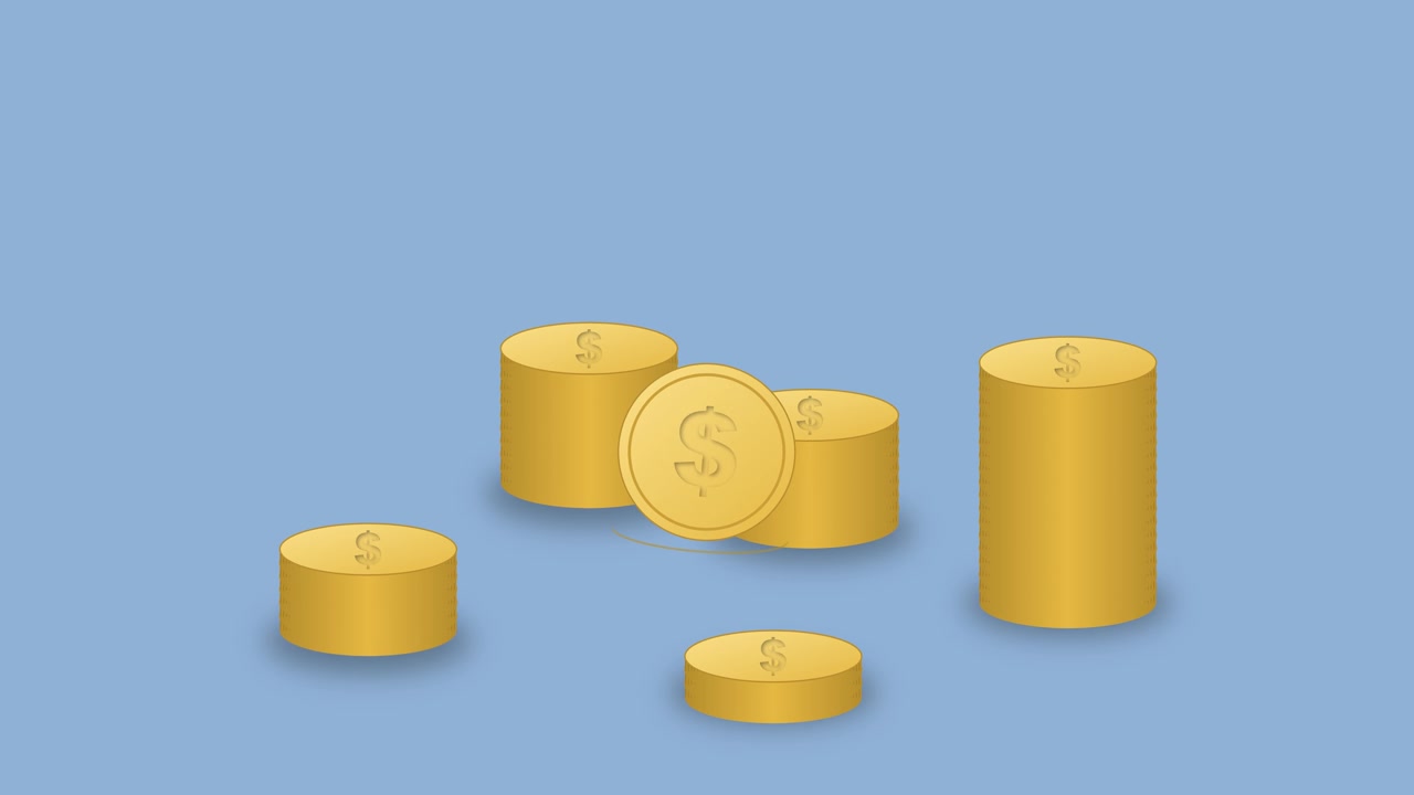 Animated Stacks of Gold Coins with Dollar Signs