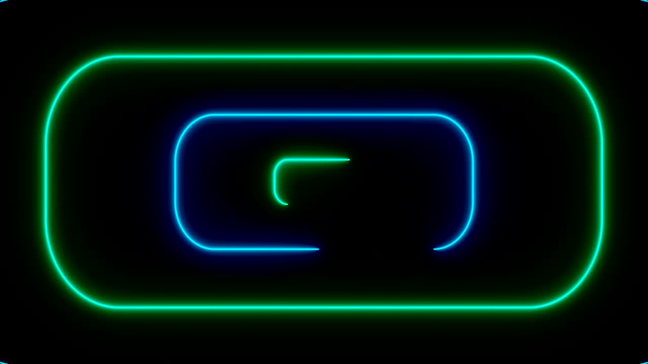 muchos rectángulos redondeados de neón en espacio negro, telón de fondo generado por computadora abstracta, renderizado en 3d