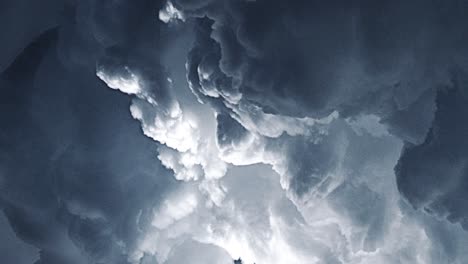 a thunderstorm inside the clouds accompanied by a bolt of lightning