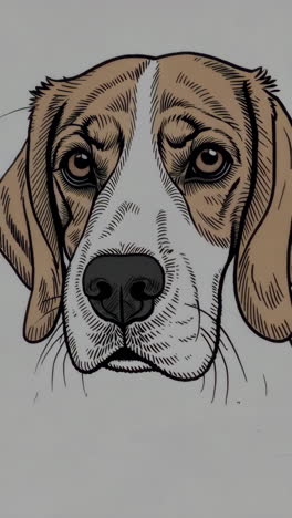 illustrations of a beagle dog and a grey background