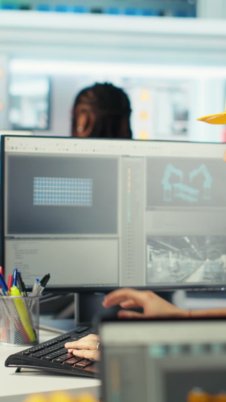 Vertical Video Photovoltaics Factory Engineer Shows Manager Facility Plans In Cad Software