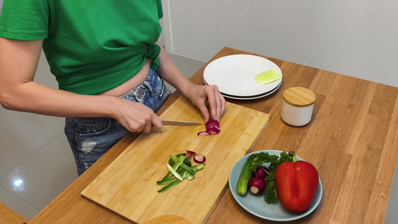 Woman preparing fresh vegetables