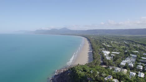 aerial view of four mile beach in port douglas, queensland, australia at daytime - drone shot