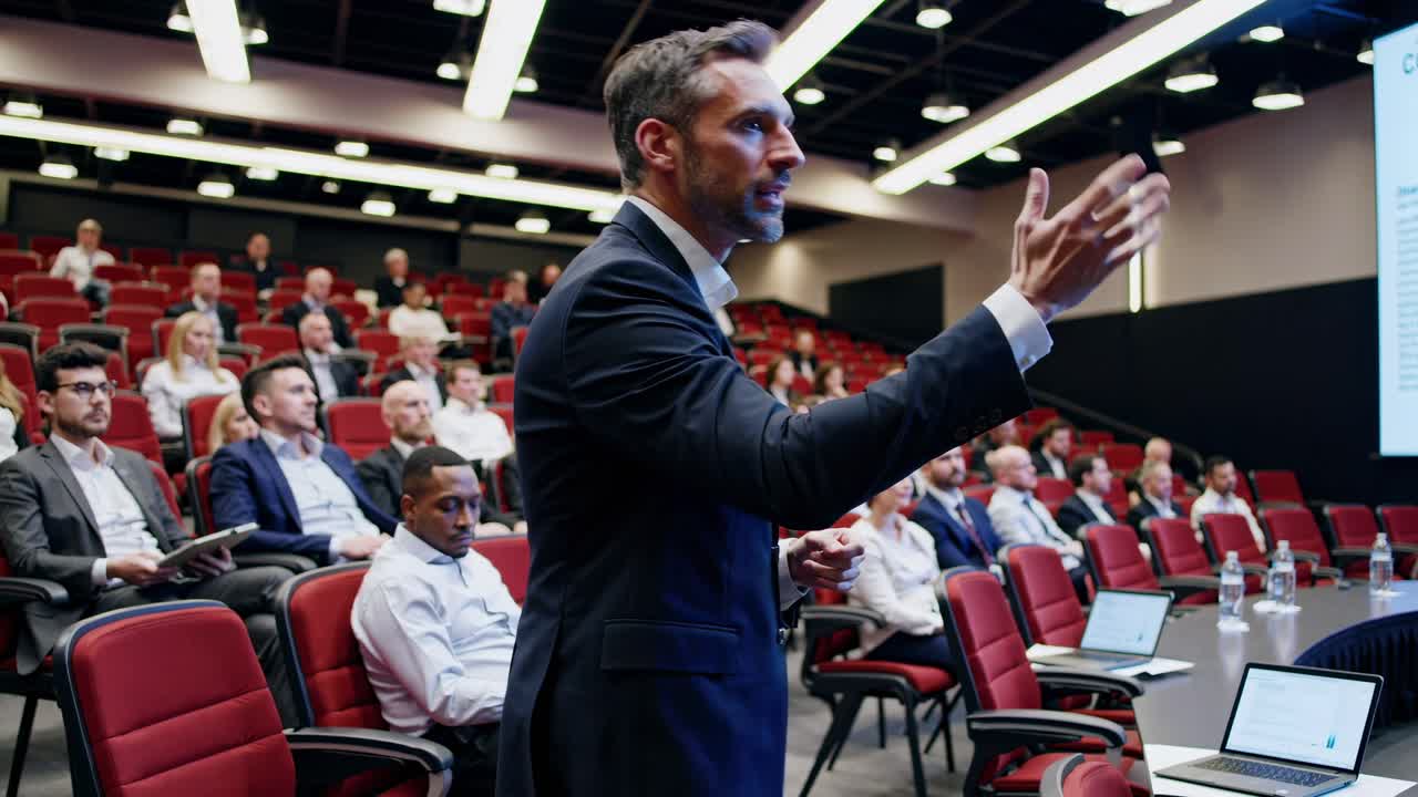 presentación en una conferencia de negocios