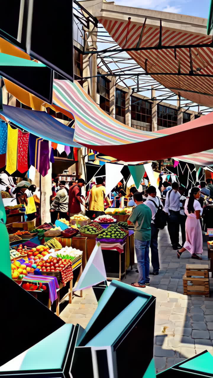Abstract Colorful Market Scene