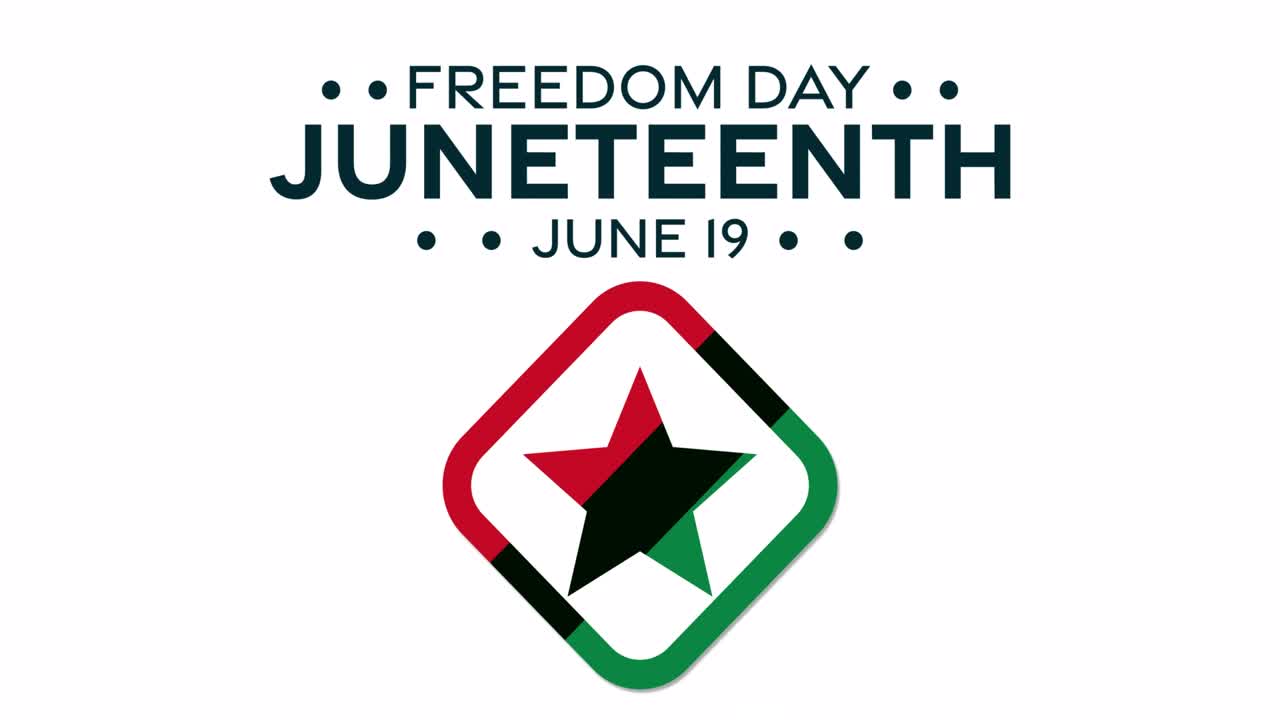 Juneteenth. June 19, Freedom Day. HD, 4K footage. Motion design holiday animation. Loop video.