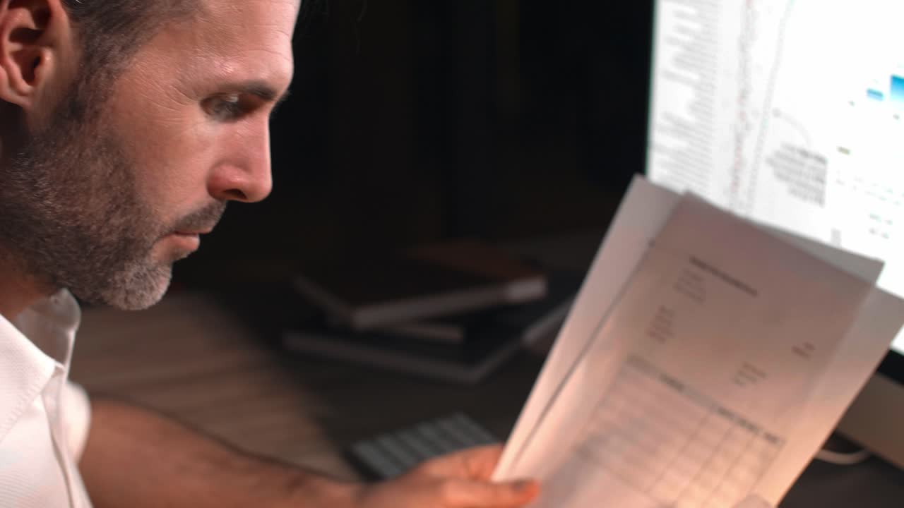 parte del hombre de negocios por la noche