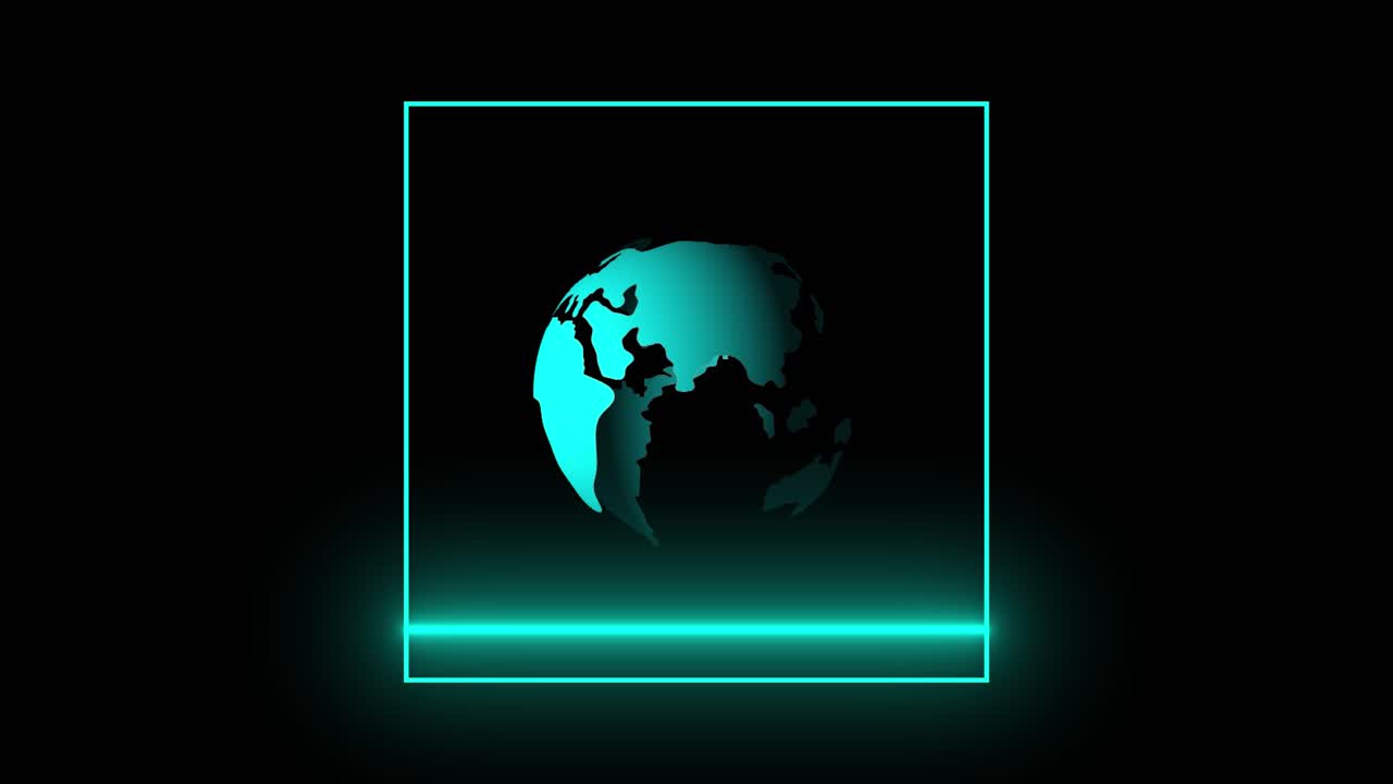 Neon Globe in Square Frame