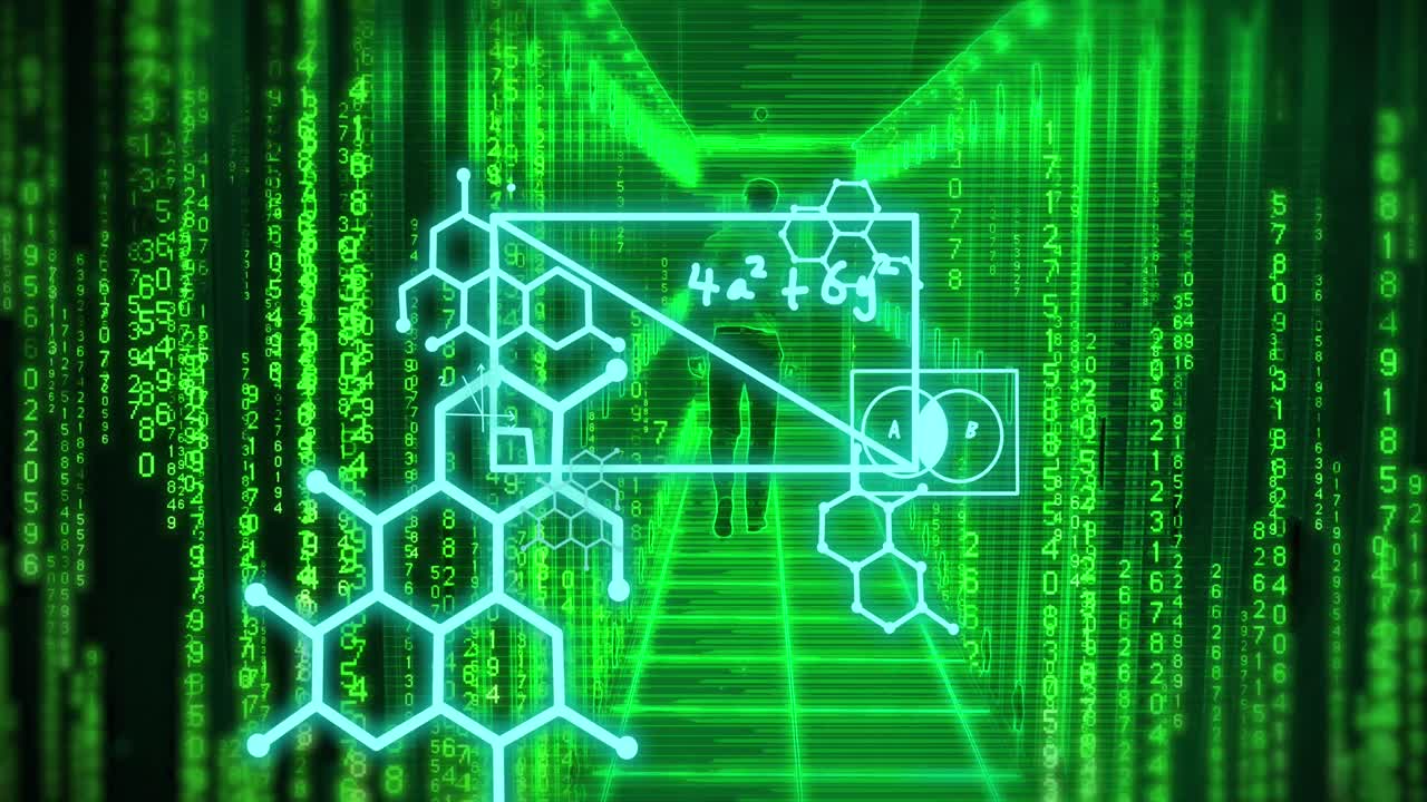 이진 코딩의 애니메이션, 컴퓨터 서버로 인간에 대한 수학적 데이터 처리