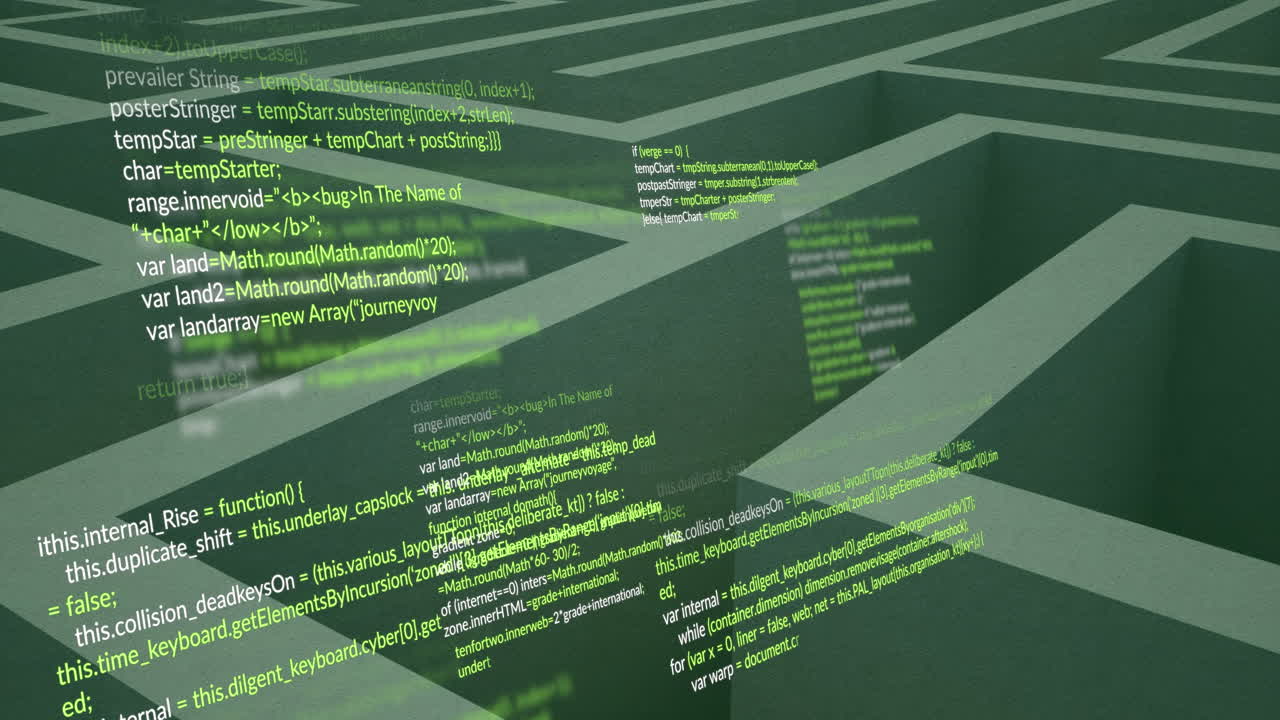 анимация компьютерной обработки данных через лабиринт