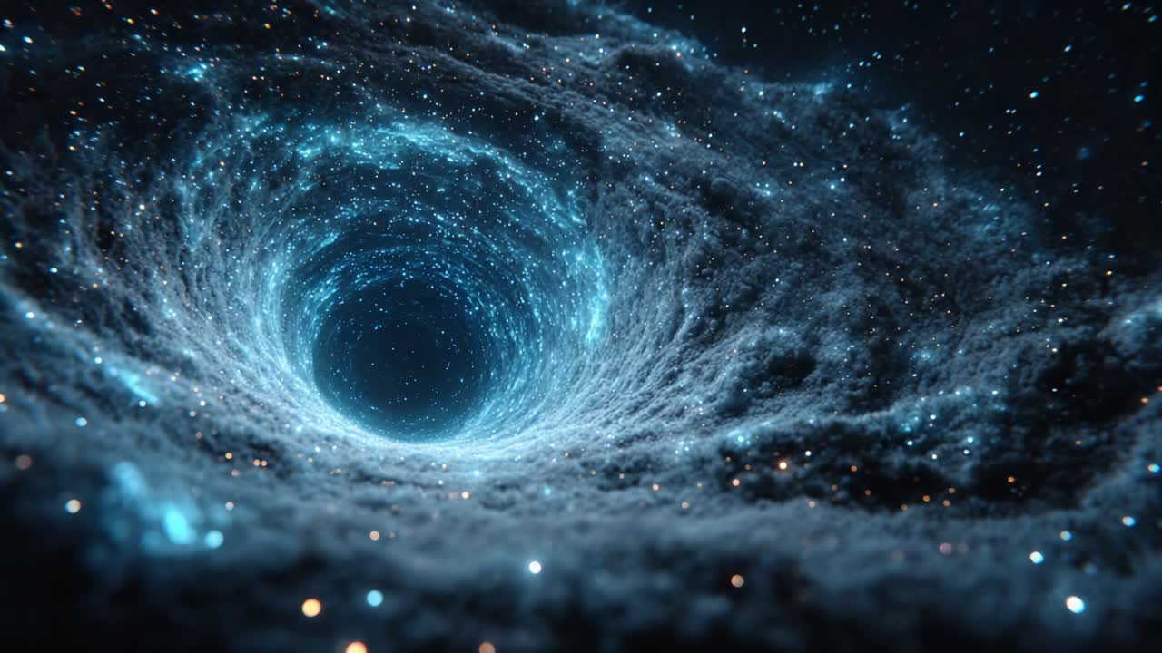 Exploring the Mysteries of the Cosmic Abyss: A Journey Through a Stunning Black Hole Surrounded by a Vast, Star-filled Universe