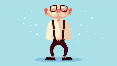 old man standing with glasses animated