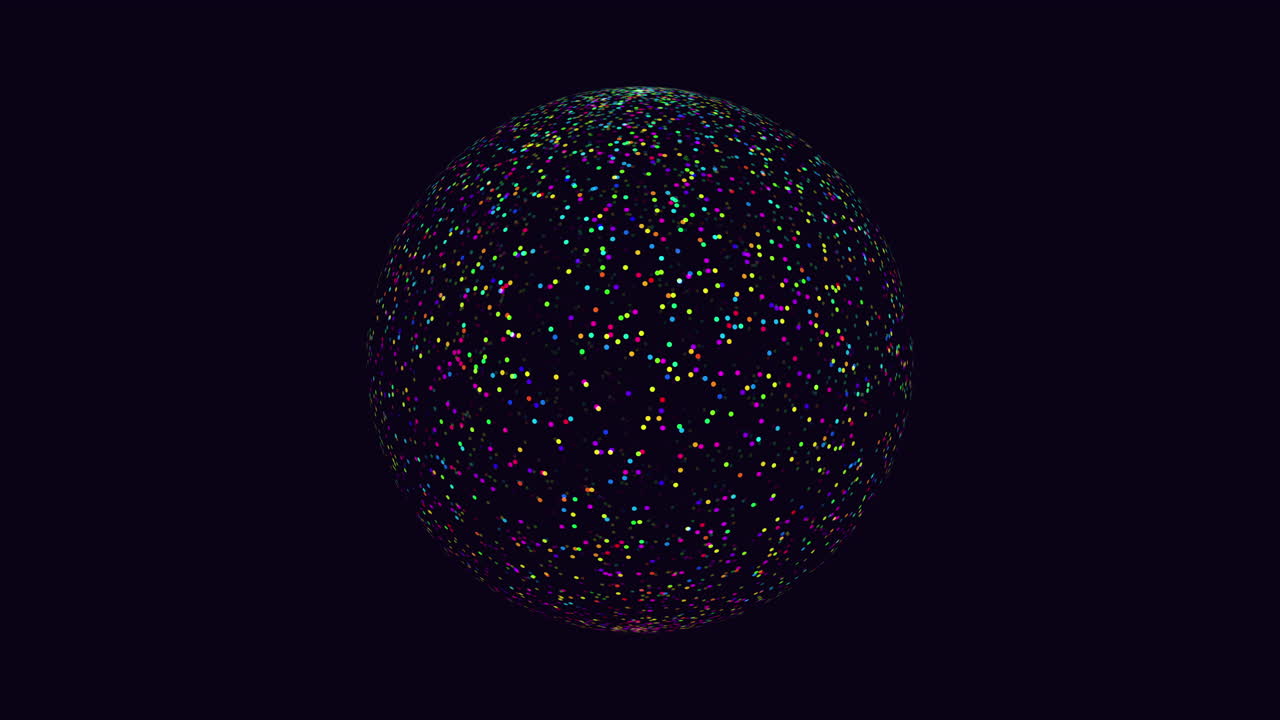 sphère pointillée un motif 3d coloré sur un fond noir