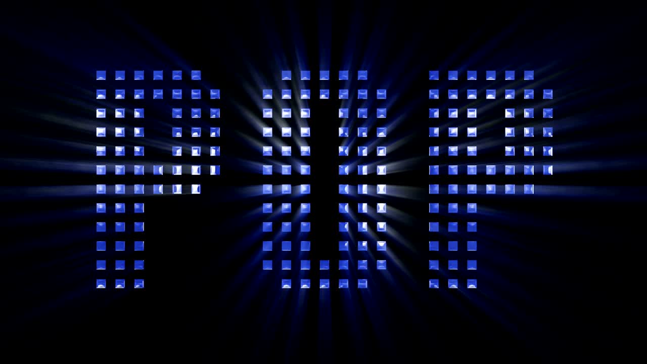 vintage blu metallic pop testo di parole con riflesso di luce e raggi blu effetto su sfondo nero, concetto di musica di lusso disco pop concerto intrattenimento