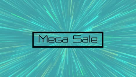 Animation-Von-Mega-Sale-Texten-Und--Linien-Auf-Schwarzem-Hintergrund