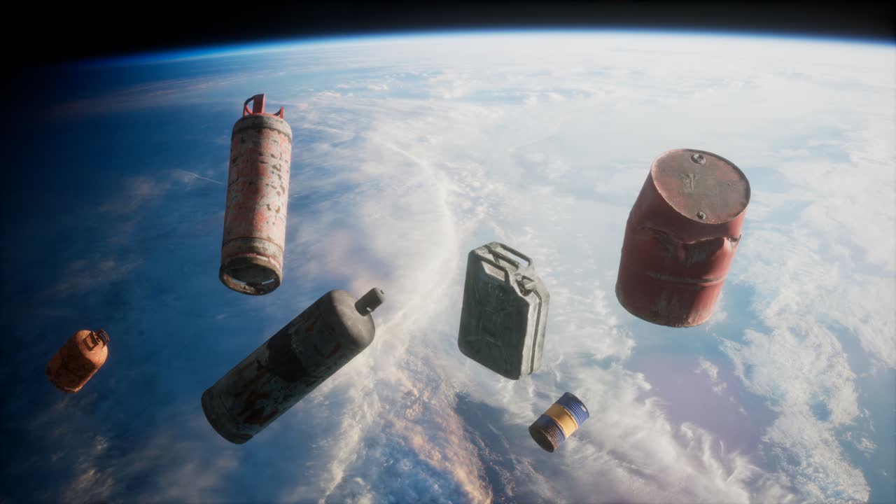 contaminación de la atmósfera del planeta tierra y el espacio