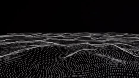 animation of white waves with spots on black background