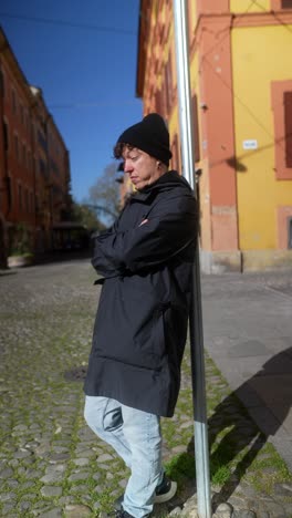 Person standing in a city street