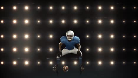 american football player against flashing lights