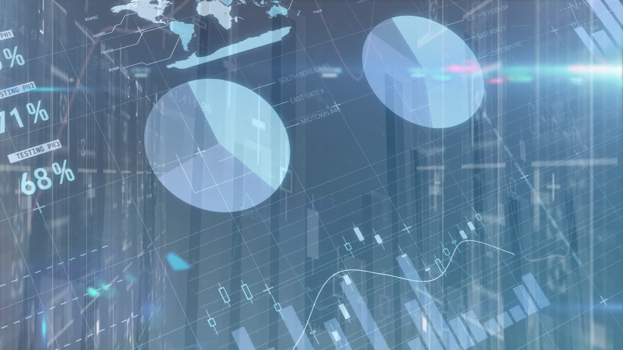 Animation of data processing over black background