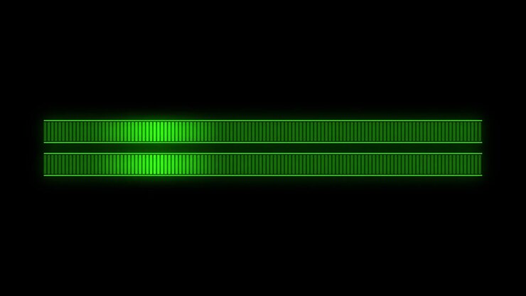 Green Digital Loading Bar Animation on Black Background