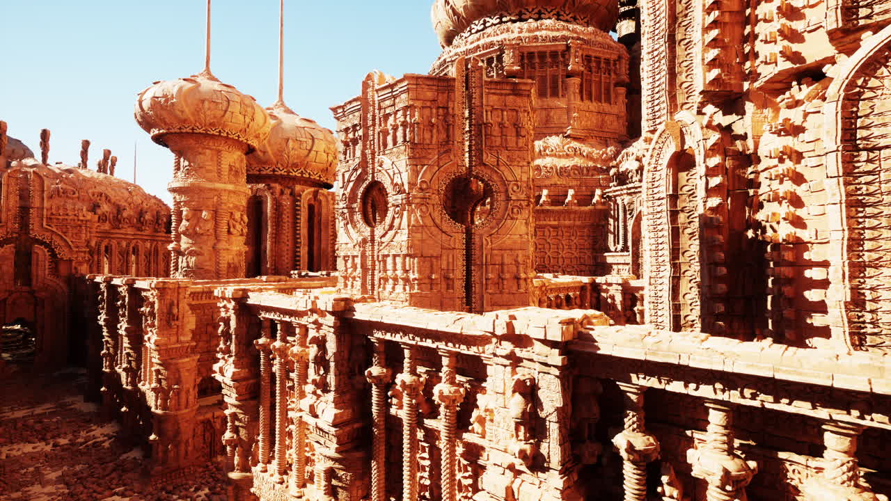 판타지 도시의 고대 석조 유적