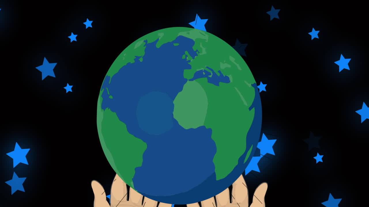 animación del globo sobre las estrellas sobre fondo negro