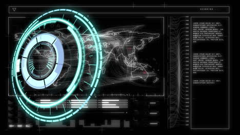 animación del escaneo del alcance y el procesamiento de datos en pantalla digital