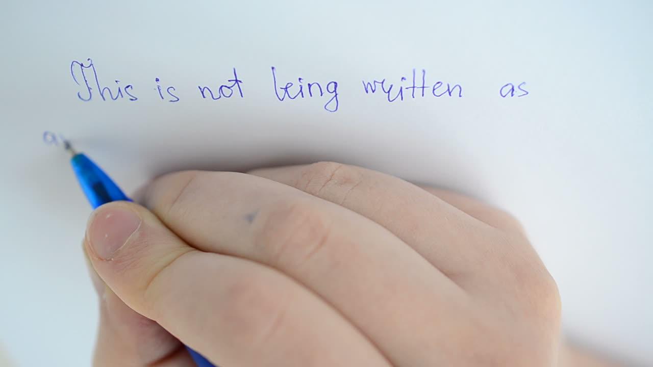 English text. We write with the handle