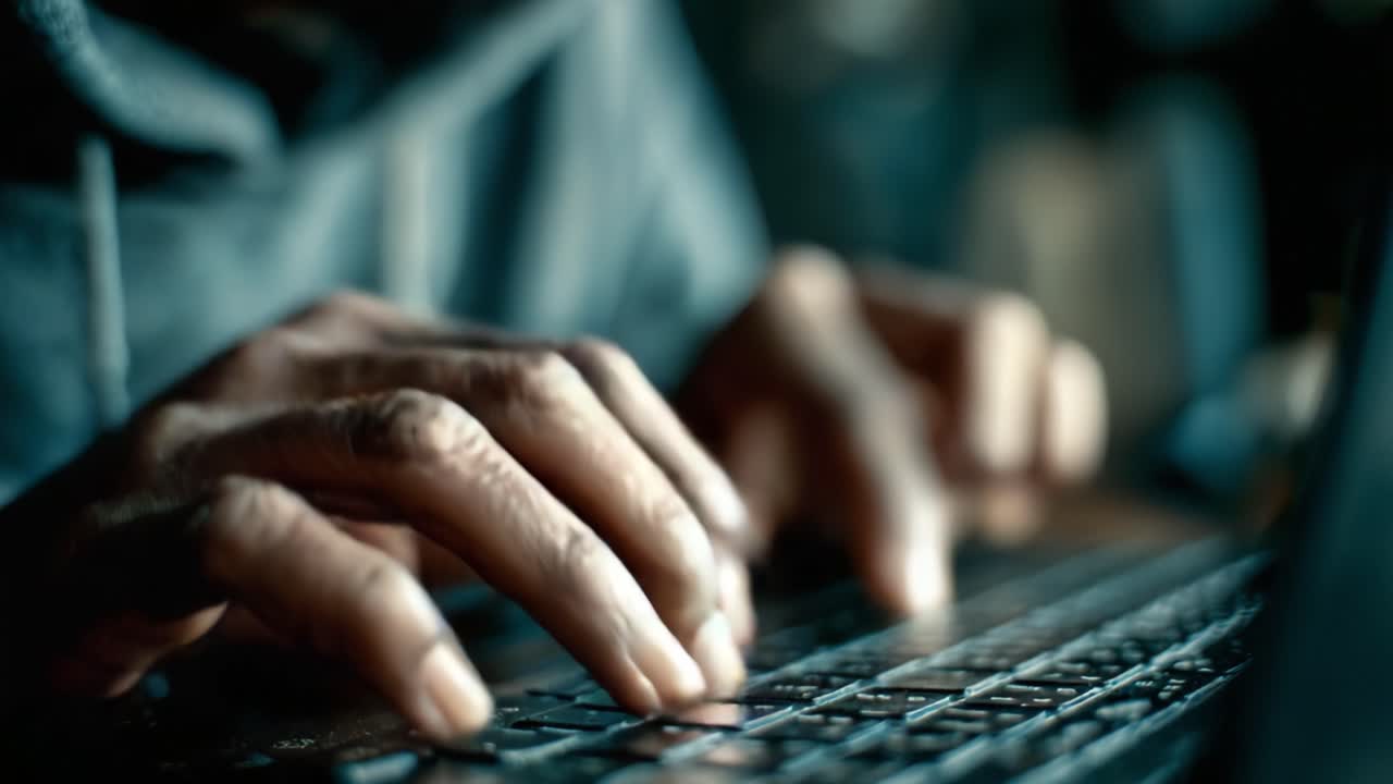 A Close-Up Perspective of Hands Typing on a Laptop Keyboard, Capturing the Intricacies of Digital Engagement and Creative Expression in a Modern World
