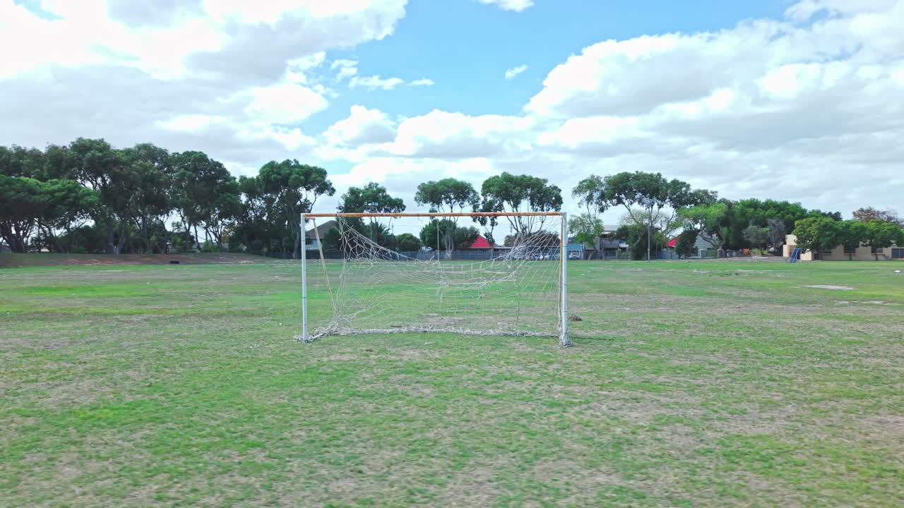 A soccer goals on a soccer field at a soccer club