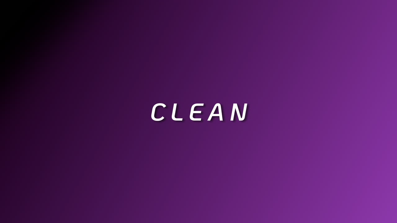 Dynamic graphic motion design showcasing clean text elements in a vibrant purple environment