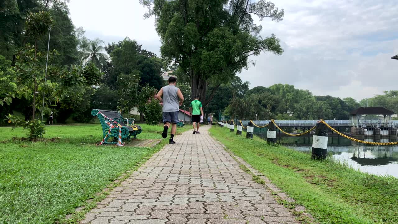People exercising at MacRitchie Reservoir during Singapore circuit breaker