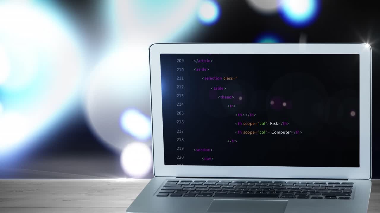 Animation of data processing on computer screen