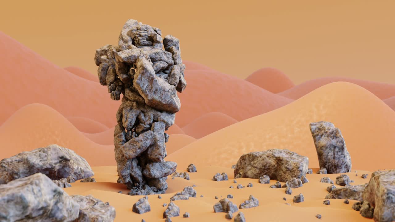 animación en bucle de monstruo de piedra bailando, baile de hip hop, renderizado en 3d