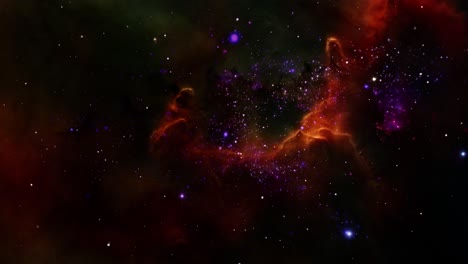 voando através de nebulosas no universo