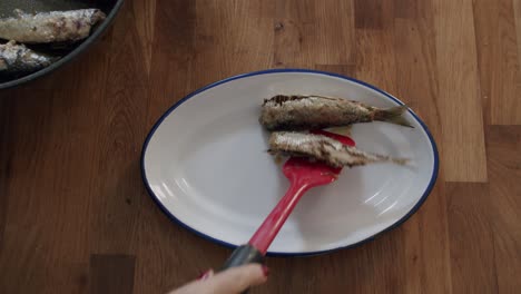 Plating fried sardines at home