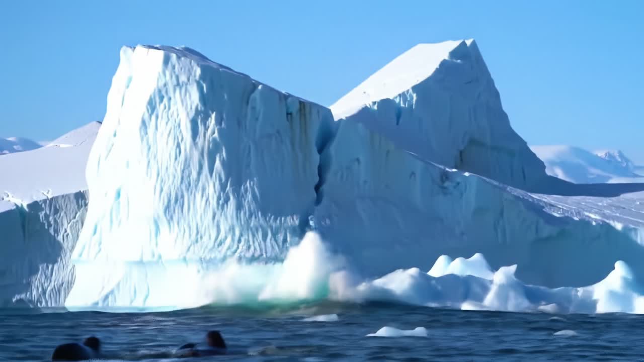 Majestic Iceberg Surrounded by Playful Seals in a Stunning Arctic Landscape, Captured with Crystal Clear Clarity and Vivid Colors