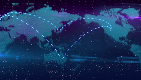 mapa del mundo animación de conexión a la red digital