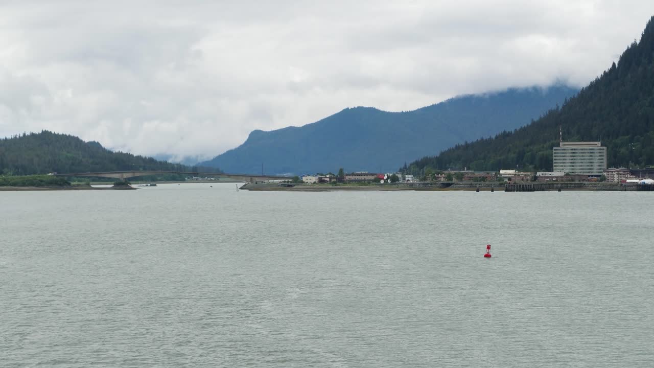 Douglas Bridge or J.D.Bridge, crossing Gastineau Channel, connecting downtown Juneau with Douglas Island.