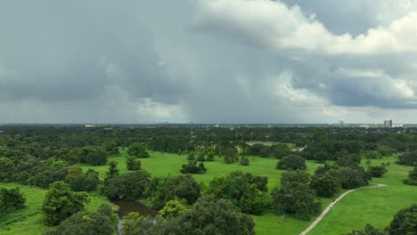 vista aérea del parque de la ciudad y los rascacielos de nueva orleans