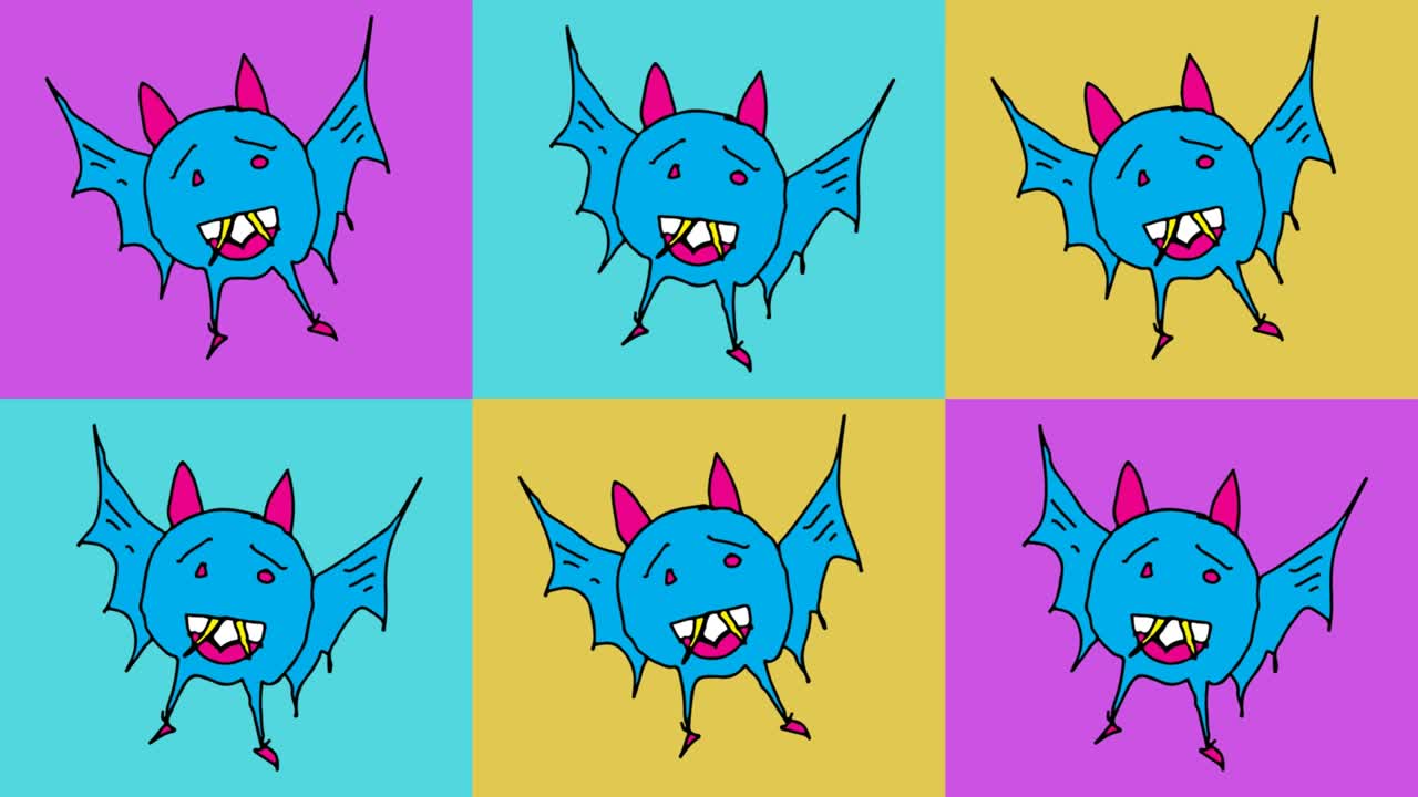kids drawing pop art seamless background with theme of bat
