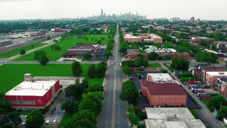 from south side chicago to chicago downtown view aerial