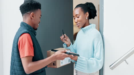 Black-woman,-phone-and-online-shopping-on-sofa