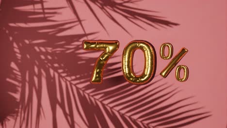 70%-discount-sale-on-red-background-with-palm-tree-gentle-breeze,-holiday-summer-sale-concept