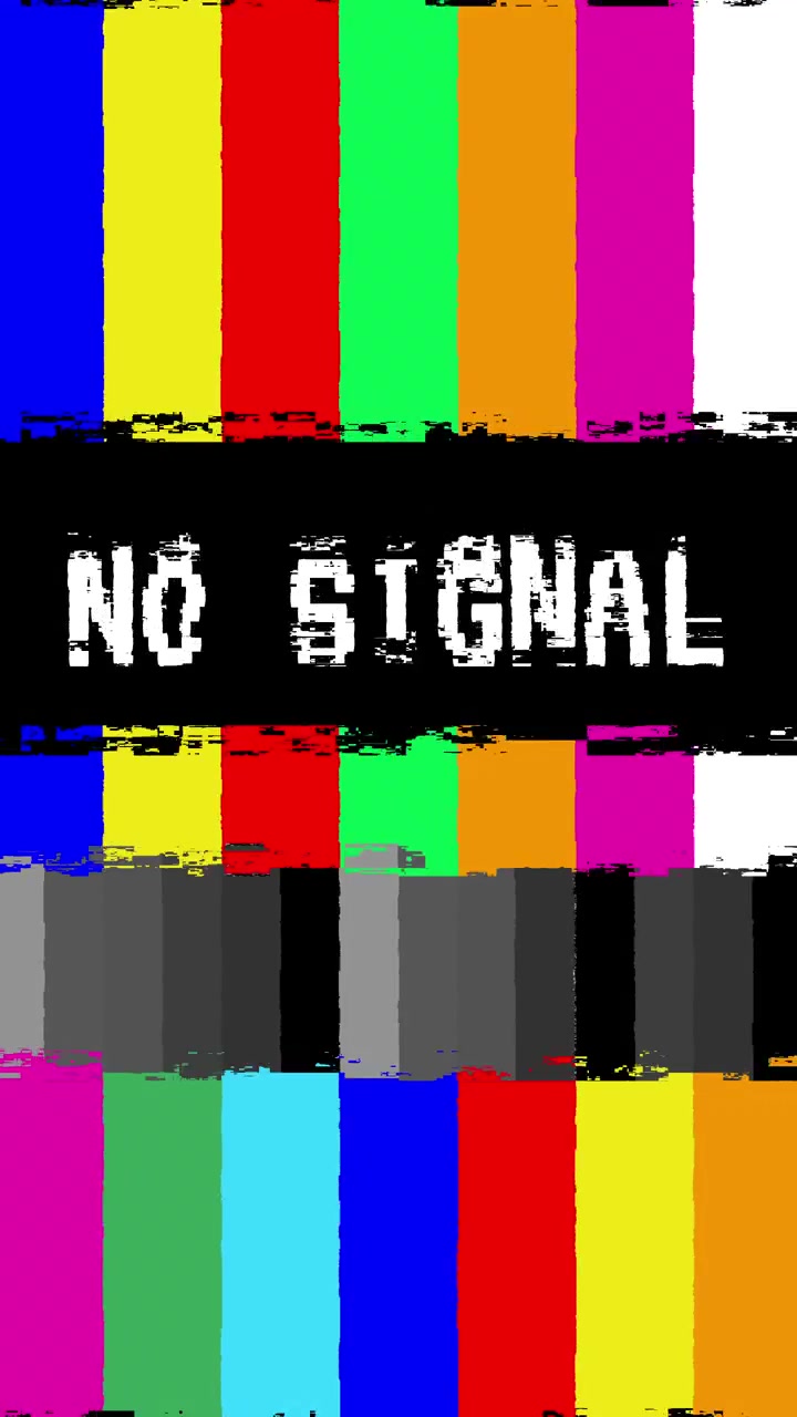 Distorted No Signal Screen with Flickering Color Bars
