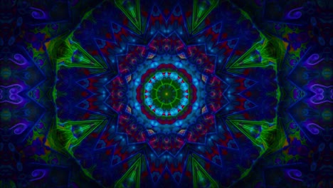 kaleidoscope mandala psychedelic abstract background, looped animation with line, circle, flowery patterns emitting inwards and outwards