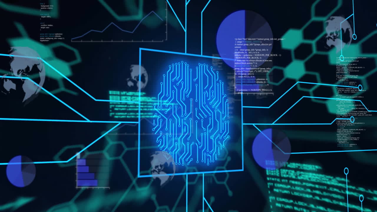 컴퓨터 언어, 육각형, 전 세계 및 그래프로 생체인식의 애니메이션