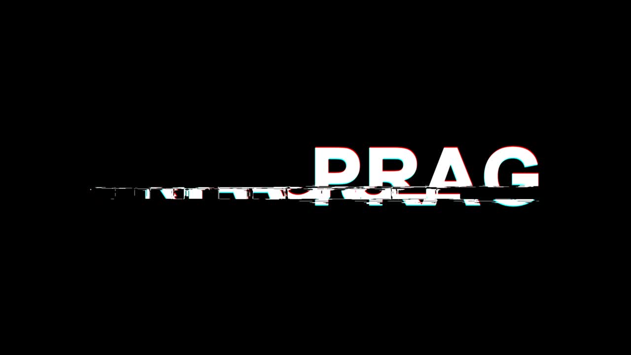 efecto de glitch de praga texto distorsión de televisión digital animación en bucle 4k