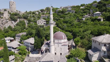 šišman ibrahim pasha mosque, počitelj, bosnia panoramic aerial view